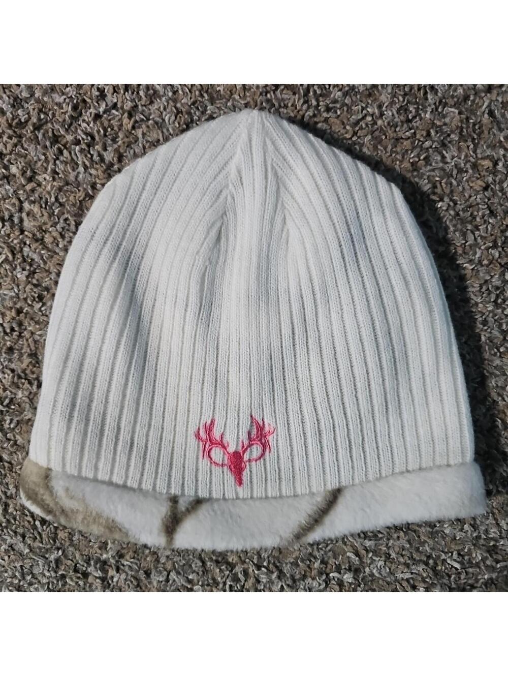 Hot Shot Ladies One Size White Reversible Camo Beanie